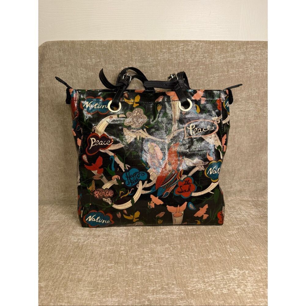 SAKroots Women's River Peace Coated Canvas Tote Shoulder Bag Multicolor Medium